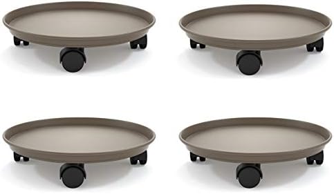 Plant Caddy with Wheels 14 Inch - 4 Pack Plant Caddy on Wheels Heavy Duty,Plant Stand with Wheels,Plant Dolly Plant Tray with Wheels Planter Caddies Indoor/Outdoor, Brown by Coadura