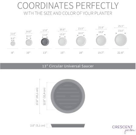 Crescent Garden Universal Round Planter Saucer, Durable Drainage Dish for Plant Pots, Heavy-Duty Plant Dishes Saucer, Indoor & Outdoor Plant Trays - Slate (13 inch Inner, 18 inch Outer Diameter) - Image 3