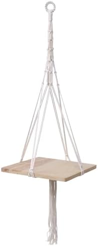 Housoutil Hand-Woven Hanging Flower Pot Holder Macrame Shelf Cotton Rope with Wooden Ring Decorative Woven Planter for Indoor Outdoor Balcony Gardening by Housoutil
