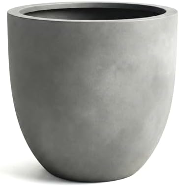 DTY Mount Yale 11.8" D x 11" H (Pot Opening 8.3") Fiberstone Planter with Drainage Hole, Weather Resistant for Indoor and Outdoor, 2 Extra Coco Mats - Gray, Small by DTY