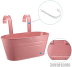 PATIKIL 11 Inch Hanging Flower Pots, 2Pcs Oval Metal Iron Hanging Planters Flower Holder with Detachable Hook for Outdoor Indoor Garden Railing Fence Balcony, Pink - Image 3