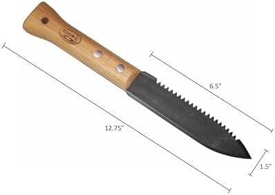 DeWit Serrated Farmer's Dagger Knife - Heavy Duty All-Purpose Garden Tool with Dual-Sided Sharp Blade, Tempered Boron Steel & Ash Hardwood Handle (12.75" Total Length, 0.85lbs) - Image 2