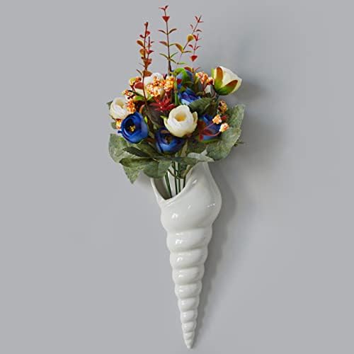 Ceramic Hanging Planter Wall Planter Modern Flower Plant Pots Seashell Conch Flower Vase Home Decor Living Room Background Wall Decorated Plants Planter Hanging Planters (B) - Image 6