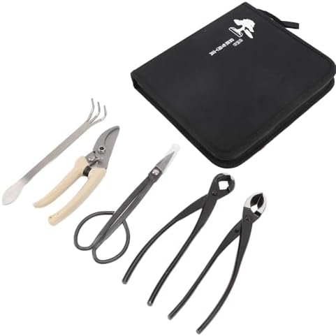 5PCS Bonsai Tool Kit, Carbon Steel Professional Bonsai Starte Set Tree Pruning Tools Cutter Scissor for Potted Plant Pruning by Unknown