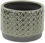 HomeRoots 7" Gray Geometric Ceramic Indoor Outdoor Round Pot Planter - Image 4