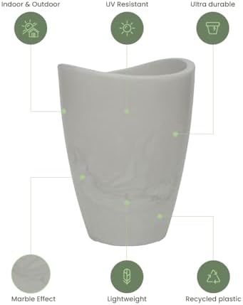 ECOBO 15.7 inches Eco-Friendly Round Pot Planter, Onda Indoor/Outdoor use, Durable, Versatile & Lightweight, Designed by Brazilian Artisans, Contemporary All-Weather Design – White - Image 2