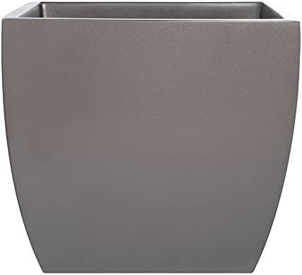 Pacifica Square Curved Fiberglass Planter, Grey, 16 Inch - Image 2