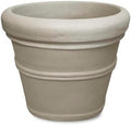 Crescent Garden Brunello Classic Rolled Rim Planter Pot, Indoor/Outdoor Weather-Safe Round Plant Pot, Small Plastic Houseplant Pot for Herbs, Succulents, Faux Plants - 12'' W (Parchment) by CrescentGarden