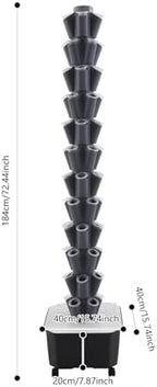 Hydroponic Grow Tower 12 Tiers 60 Holes, 6.6Gal Indoor Vertical Garden System with Water Pump, Automatic Water Circulation - Garden Hydroponic Growing Kit for Leafy Vegetables, Herbs, Strawberries - Image 5