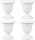 Giantex 18" Tall Vintage Planters Set of 4, Urn Plastic Flower Pots with/Pedestal Base & Pre-Marked Drain Hole, Indoor Outdoor Decorative Plant Containers for Front Porch Home Wedding (White) by Giantex