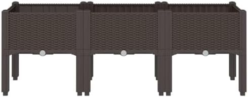 Gecheer Elevated Garden Planter Box with Legs, 47x16x17 Inch Brown Raised Planter for Outdoor Patio Terrace, Durable PP Rattan Look Flower Pot for Vegetables Herbs Climbing Plants - Image 3