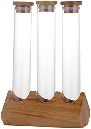 Cereals Canister Test Tubes with Sealed Wooden Caps Plant Propagation Glass Containers for Coffee and Tea Display and Scientific Experiments (3 Tubes) - Image 3