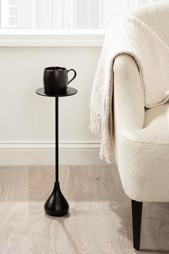 Kate and Laurel Hersi Decorative Modern Pedestal Drink Table; 7 x 7 x 20; Black; Cast Aluminum Mini Table with Teardrop Base for Use as Small Plant Stand or Living Room Martini Table - Image 4