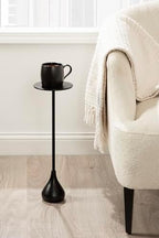 Kate and Laurel Hersi Decorative Modern Pedestal Drink Table; 7 x 7 x 20; Black; Cast Aluminum Mini Table with Teardrop Base for Use as Small Plant Stand or Living Room Martini Table - Image 4