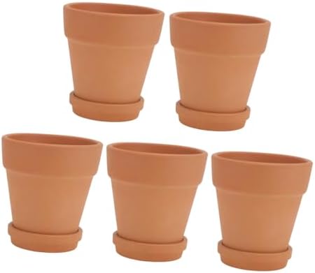 balacoo Red Terracotta Succulent Plant Pots with Drainage Saucers, 8x8cm Clay Planters for Outdoor Gardening, 5pcs Set with Trays for Home Patio Plants - Image 6
