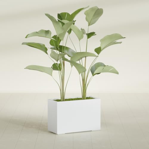 Greenline Leo Tall Rectangular Fiberglass Planter, Outdoor Planter Box - Image 4