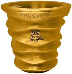 Posie Pot Medium Wave Self Watering Planter for Indoor Plants - 5x5 Inch Patented Pot with 10X Water Reservoir - Modern 3D Printed Desk Planter - Root Rot Free - Eco Friendly, Made in USA, Gold by PosiePots