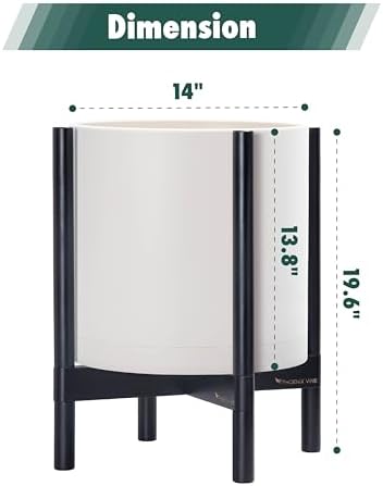 D'vine Dev Plastic Pot with Ebony Wood Stand, Oatmeal, 14 in, 55-C-T-4 - Image 3