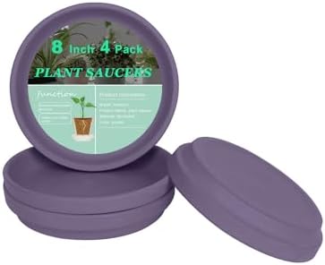 vensovo 8 Inch Purple Terracotta Plant Saucer Pots Tray - 4 Pcs Round Planter Saucers for Indoor & Outdoor Plants, Large Clay Trays Perfect for 7 Inch 7.5 Inch 8 Inch Flower Pot by vensovo