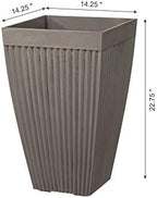 Glitzhome Modern Decor Faux Concrete Tall Planters 22.75" H, Gardening Containers Flower Pots Indoor Outdoor Use (Set of 2), Gray - Image 2
