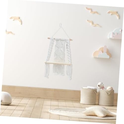 Cabilock Macrame Wall Shelf Handmade Boho Decor Plant Hanger Floating Decorative Wall Hanging - Image 2