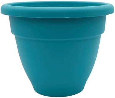 The HC Companies Caribbean Planter Pot - Outdoor & Indoor Plant Pot with Drainage Hole & Plug - Rolled Rim Plastic Pots for Plants & Flowers - Decorative Plant Pot (16" Dusty Teal, Pack of 1) by TheHCCompanies