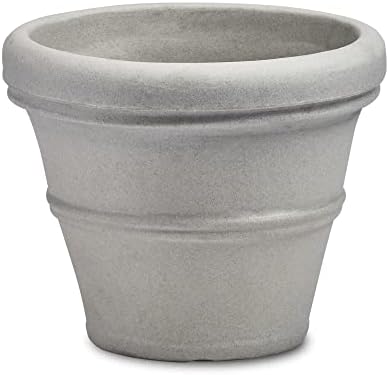 Crescent Garden Brunello Classic Gray Rolled Rim Planter Pot, Lightweight Indoor/Outdoor Weather-Safe Round Plant Pot, Extra Large Plastic Pot for Big Plants, 27''W (Concrete-Colored) by CrescentGarden