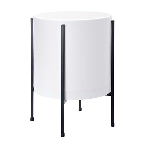 D'vine Dev Plastic Planter Pot with Metal Stand, White, 12 in, 55-D-A-3 by DvineDevPlanterPotsandStand