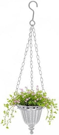 Vintage Iron Hanging Planter Basket with Chain, Rustic Distressed Metal Flower Pot Holder for Indoor Outdoor Plants, Farmhouse Hanging Wall Ceiling Decor, 17.7 Inch by VitaEst