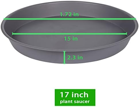 2 Pack of 16 17 inch Plant Saucer (15 inch Base), 2.3" Depth, Plant Trays for Pots, Plastic Plant Saucers for Indoors, Bird Bath Bowls, Flower Pot Drip Trays for Planter (17", Cement) - Image 3