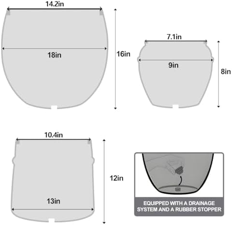Craft flowerpots 18"+13"+9" Dia Round Concrete Planter Set of 3 Large Outdoor/Indoor Planter Pots Containers with Drainage Holes and Rubber Plug for Home Garden (White, Large) - Image 3