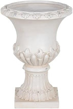 Christopher Knight Home 24.8 Inch Vintage Fleur-de-Lis Pedestal Urn Planter MGO Outdoor Flower Pot Faux Stone Garden Planter for Patio Porch Entryway Decor, Antique White - Image 7