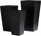 Windsor Tall Square Fiberglass Planter, Black, 13 Inch - Image 4
