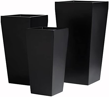 Edinburgh Tall Square Fiberglass Planter (L:15" x W:15" x H:30", Matte Black) - Image 4