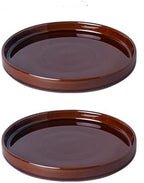 Ceramic Plant Saucer 7 Inch, 2 Pack Round Plant Trays for Indoors/Outdoors, Flower Pot Saucers for Holding Water Drips and Soil, Ceramic Drainage Tray for Plant Pot (Reactive Glaze Brown) by Fzfeiyy