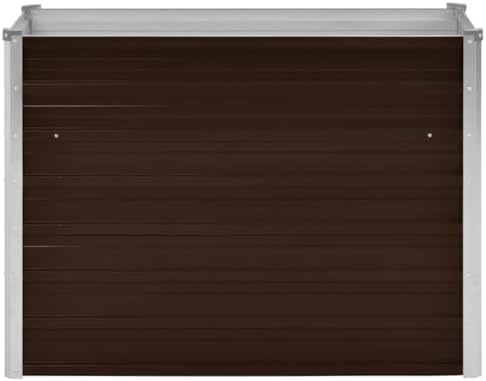 vidaXL Raised Planter, Flower Box, Planter, Garden, Plant, Terrace, Vegetable Box, galvanised Steel, 100 x 40 x 77 cm, Brown - Image 6