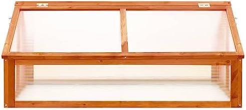 Firwood Garden Portable Greenhouse, Wooden Greenhouse Raised Flower Planter with 2 Roofs, Garden Portable Mini Greenhouse Cabinet for Outdoor Indoor Use 44.8"x31.4"x19.6"/Brown -AA - Image 3