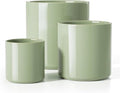 10+8+6 Inch Ceramic Plant Pots Set of 3 with Drainage Hole and Plug Modern Cylinder Indoor Planters for Living Room Kitchen Glossy Sage Green by Unknown