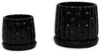 Modern Minimalist Ceramic Flowerpots: 2-Pack Sleek Striped Design - Frost/Heat/Weather Resistant with Drainage Holes - Indoor/Outdoor Planter for Home & Garden Decor - Image 5
