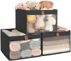 StorageWorks Closet Organizer Bin with Clear Window, Black, 14.5x14.5x10.25 by StorageWorks