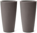 Step2 Tremont Tall Round Tapered Planter 2-Pack, 28 in Resin Planters, Self-Watering, Dark Cedar by Unknown