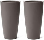 Step2 Tremont Tall Round Tapered Planter 2-Pack, 28 in Resin Planters, Self-Watering, Dark Cedar by Unknown