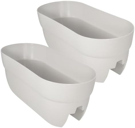 Emsco Group Bloomers Rail Planter, 24" Weatherproof Resin Deck & Balcony Planter with Drainage – Fits 2x4 & 2x6 Rails – Terracotta, 2 Pack by EmscoGroup