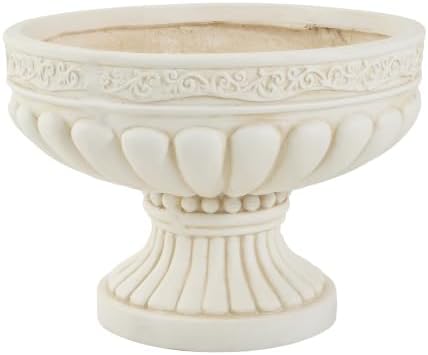 Christopher Knight Home Lina 15.94" H Classical Urn Planters Set of 2, MGO Outdoor Flower Pots, Weather-Resistant Outdoor Planters Set, Scroll & Fluted Pedestal Planter Pot, Antique White - Image 6