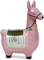 Ceramic Llama Planter for Succulent Plants Cute Alpaca Decor for Home, Office 8 1/2 Tall with Drain Holes Perfect for Cactus or Small House Plant Decoration (Pink) by LLOTSA+LLAMAS