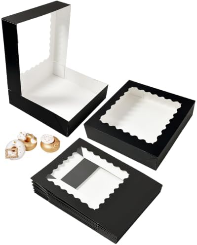 Bakepacker Auto-pop Up Pie Boxes with Window 8x8x2.5 inches 55pcs Black - Image 3