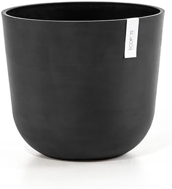 Ecopots Oslo Round Flower Planter, Dark Grey, 14" by ECOPOTS