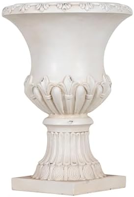 Christopher Knight Home 24.8 Inch Vintage Fleur-de-Lis Pedestal Urn Planter, Outdoor MGO Flower Pot, Faux Stone Garden Planter for Patio, Porch, Entryway and Yard, Antique White - Image 7