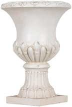 Christopher Knight Home 24.8 Inch Vintage Fleur-de-Lis Pedestal Urn Planter, Outdoor MGO Flower Pot, Faux Stone Garden Planter for Patio, Porch, Entryway and Yard, Antique White - Image 7
