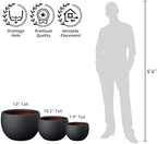 Kante Black Concrete Planter 11.8" Dia All-Weather Round Small Pot - Image 4